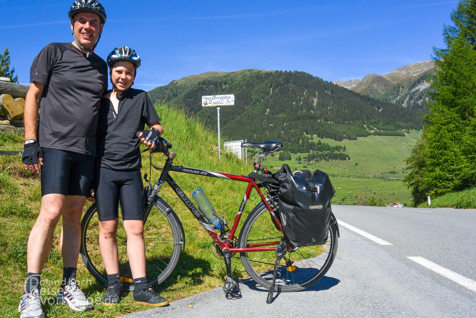 mit Kindern per Rad über die Alpen, Via Claudia Augusta, Blick auf Nauders von der Norbertshöhe 1405m